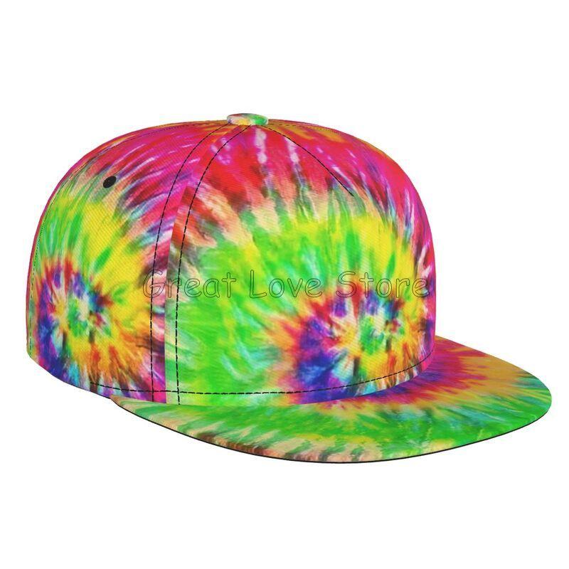 

Baseball Cap Men Women - Rainbow Tie Dye Adjustable 3D Printed Snapback Flat Bill Hip Hop Hat Adjustable