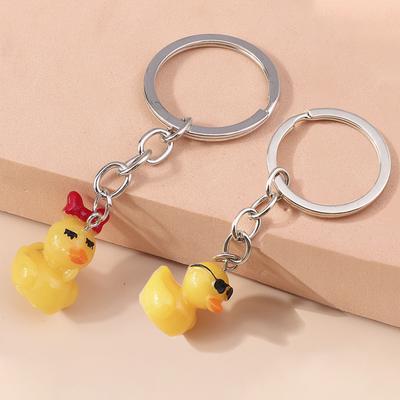 Lovely Resin Cartoon Duck Keychain Animal Keyring Pendants for Car Key Holder Women Girls Handbag Decor Jewelry Accessories