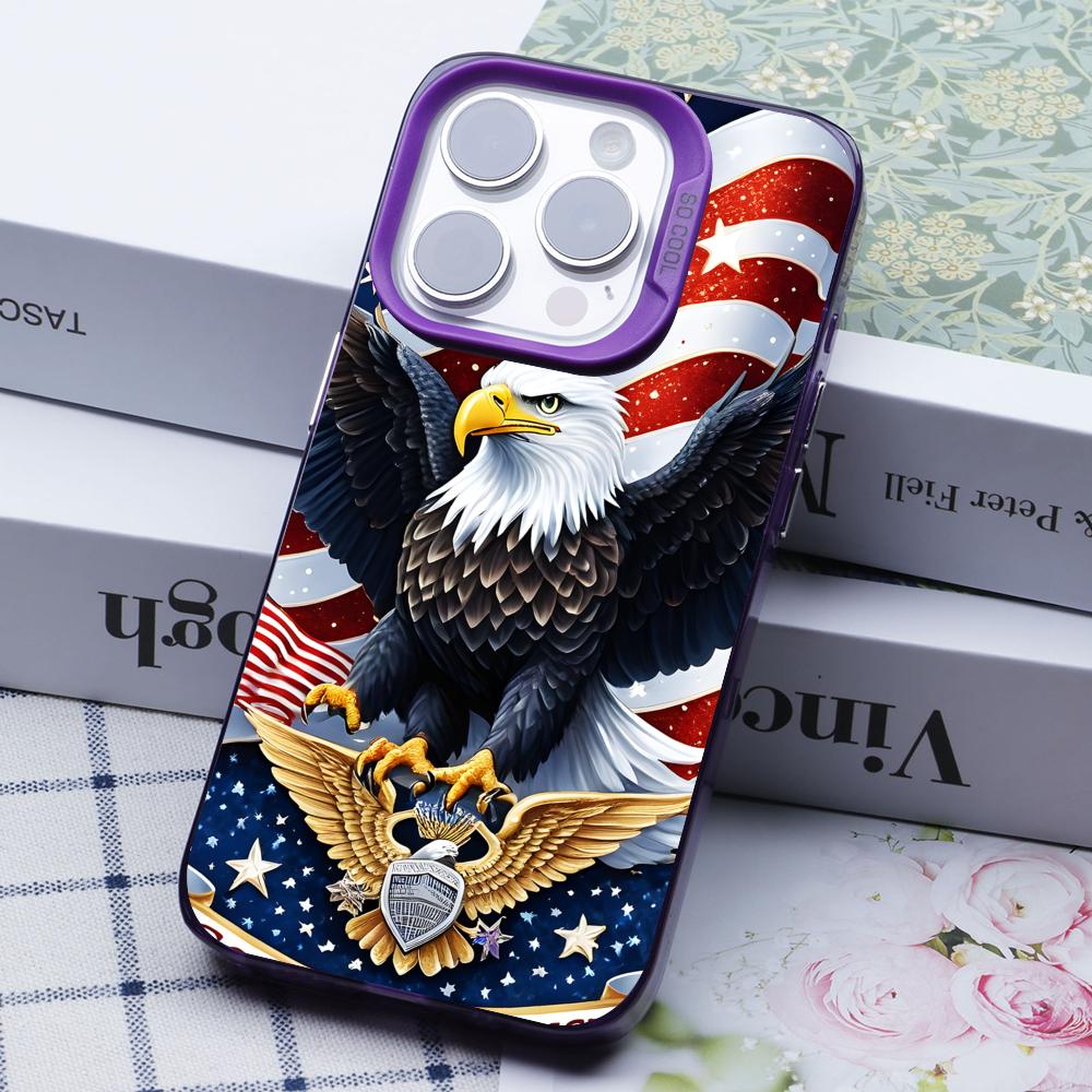 USA America Flag Purple Translucent Mobile Phone Case for iPhone 17 16 15 14 13 12 11 X XR XS Air Pro Max Plus Colorful Cover