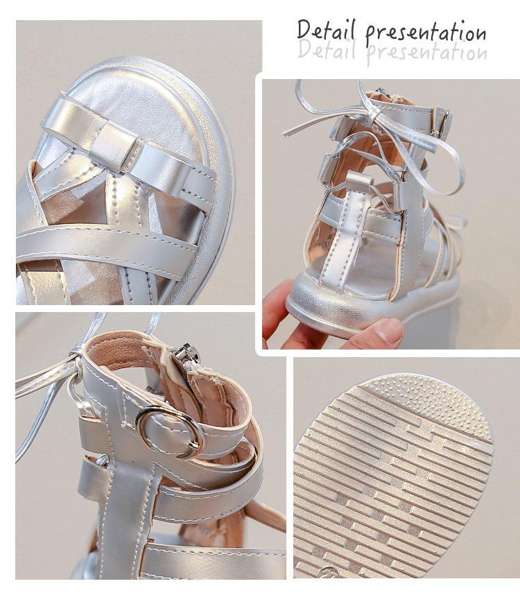 Baotou Girls' Roman Sandals - Soft Sole, Non-Slip, Princess Style Summer Beach Shoes 2026