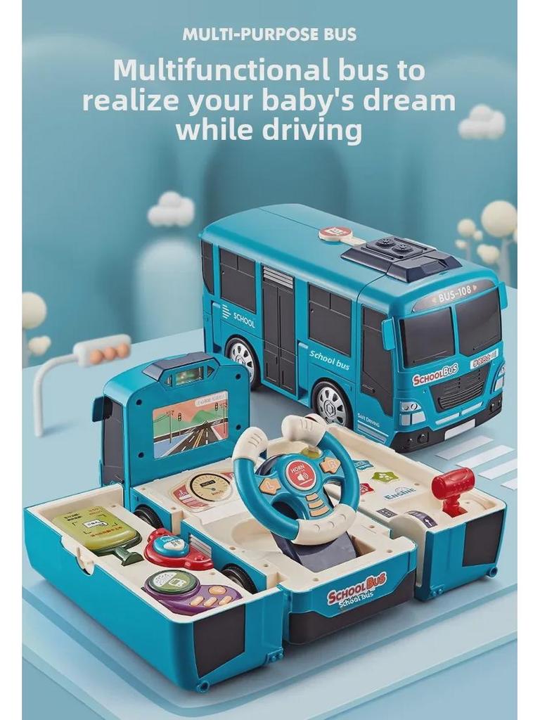 Baolexing 5811 Children's Educational Steering Wheel Toy - Transformable Bus Design for Boys