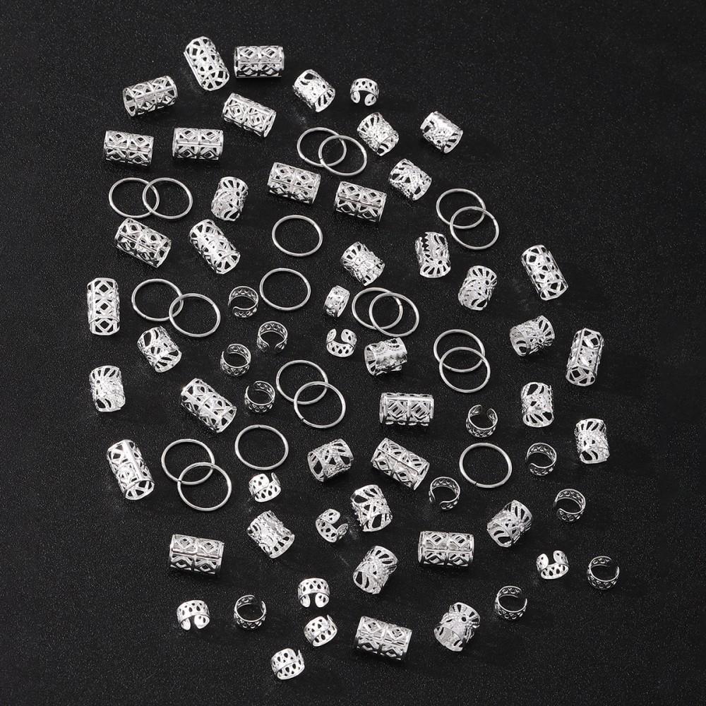 80pcs Dreadlock Hair Beads Alloy Hollow Hair Braid Rings For Girls Women Stylish Hair Jewelry Locks for Braids Hair Accessories