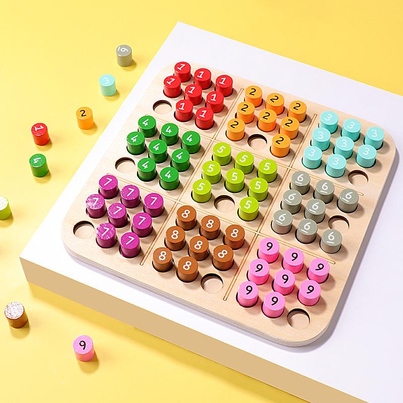 Nine Palace Grid Game Chess Elementary School Students' Logical Thinking Children's Early Education Puzzle Board Game Wooden Toy