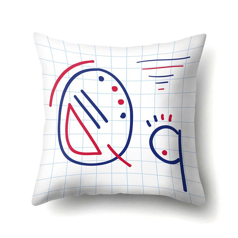 Polyester Pillow Case Decoration Home 26 English Letter Printing Pillow Case British Style Bedside Cushion Cover