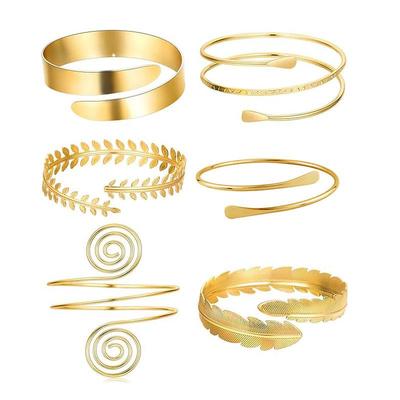 Women's Metal Leaf Design Open Arm Cuff Bracelet - Minimalist European & American Style
