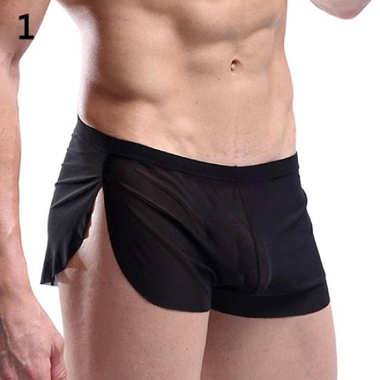 Mode homme confortable Transparent Sexy short de sport Boxer slips sous-vêtements
