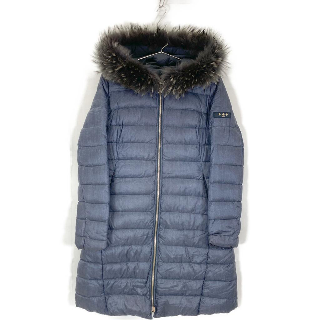 TATRAS LTA18A4635 ROBINIA Navy hooded reversible down coat with raccoon fur coat 3 NavyUsed
