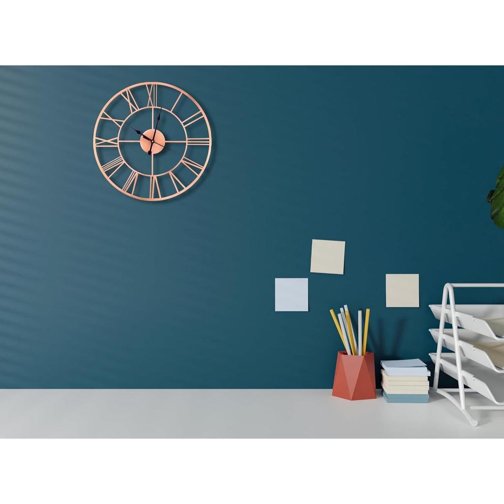 Clock for Home, Office, Living Room, Bedroom, Kids Room and Kitchen | Big Size Stylish Latest Home Decor | (40 X 40 Cm) | Rose Gold (Battery Included)