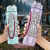 1PC God So Yall Vintage Text Badge Print 750ml Color Plastic Sports Water Bottle Leakproof Flip Straw Lid Suitable for Sports Office Home Use