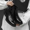 Fashion Lacquer Black men's boots Fashionable and personalized thick bottom style Trendy Party  youth leather shoes plus size -46 Hot