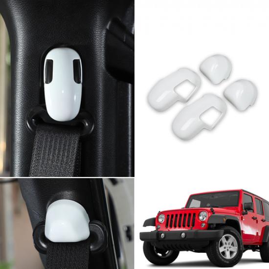 White Seat Belt Buckle Cover Frame Trim Accessories for Jeep Wrangler JL JT 18+