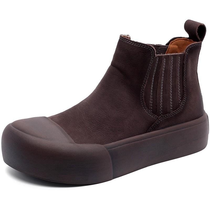 

Модные женские ботильоны из натуральной коровьей замши, 6 см, обувь челси, этническая резиновая платформа, танкетка, весенние лоферы, осенние балетки, удобные 37