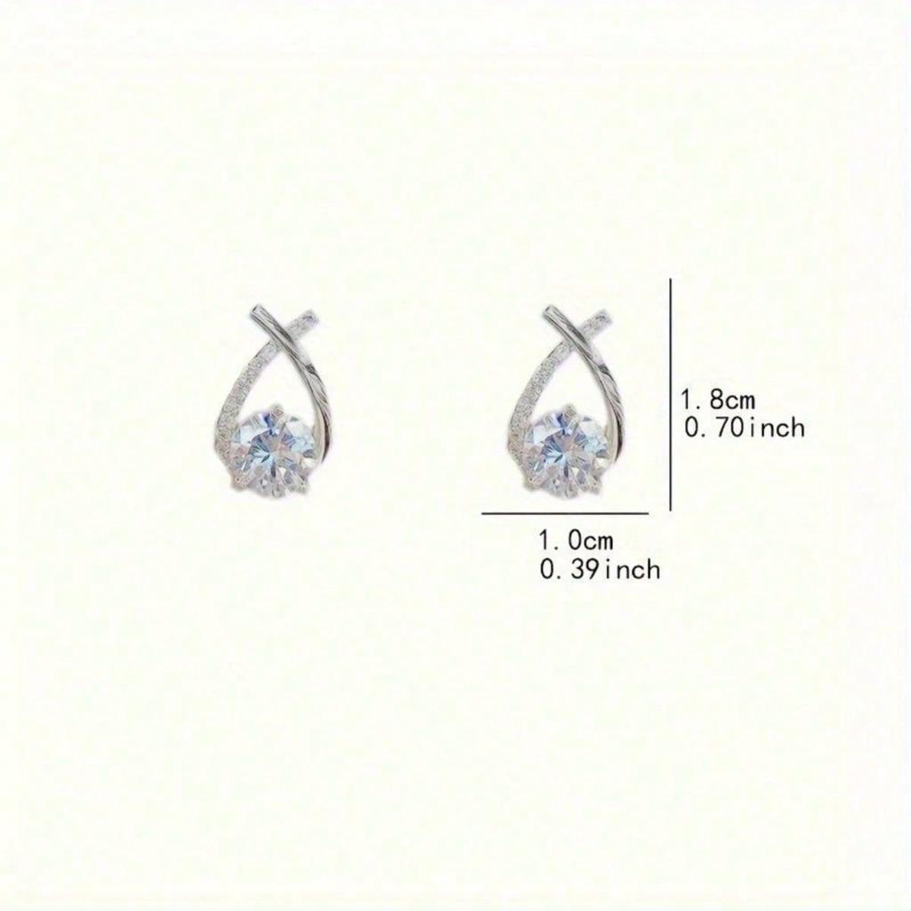 1 Pair of Elegant and Sparkling Zircon Decorated Cross Line Earrings - Retro Design - Perfect for Daily Wear and Special Occasions, Holiday Gifts
