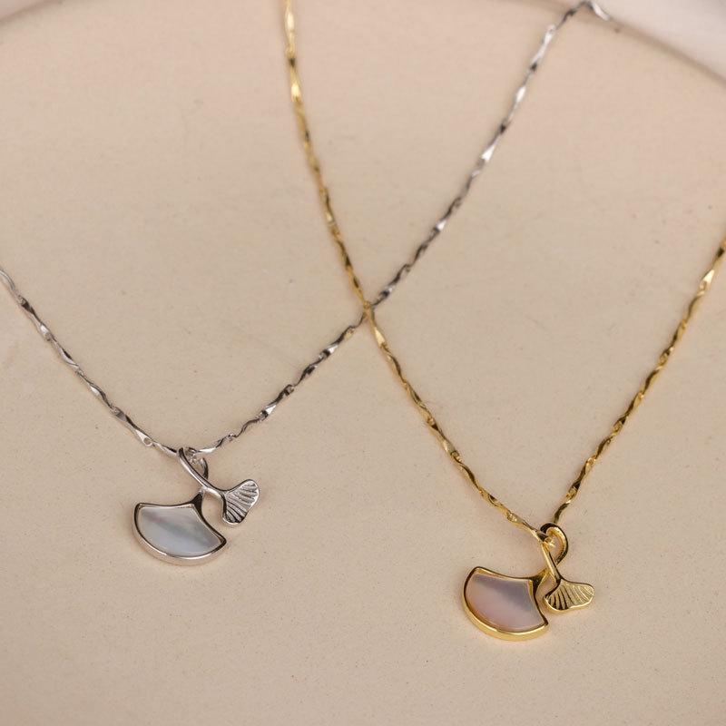 Apricot Leaf Shell, Small Apricot Luck Necklace, Female Xia Qingshe, Collar Chain, Small Gift for Girlfriend