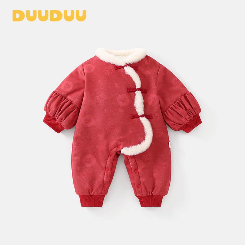 DUUDUU Новогодний комбинезон для девочки 2025 - Первый день рождения, Осенне-зимний стиль 90cm