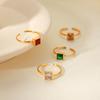 Titanium Steel Ring for Women, Niche Light Luxury High-end Stainless Steel Plated with 18K Gold, Inlaid Square Zircon Ri