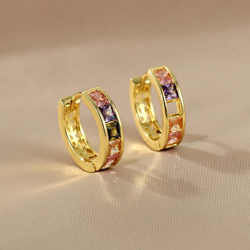 New Crystal Hoop Earrings With Bling Bling Cubic Zirconia Temperament Women Earrings High Quality  Color Trendy Jewelry