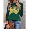 T-shirt da Donna Autunno e Inverno con Stampa Floreale 3D, Girocollo, Manica Lunga
