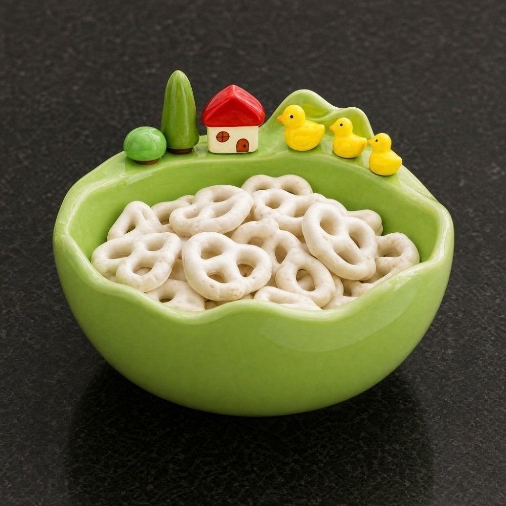 Cartoon Fruit Bowl with Fork Decoration Snack Plate Creative Fruit Serving Plate  Dining Table