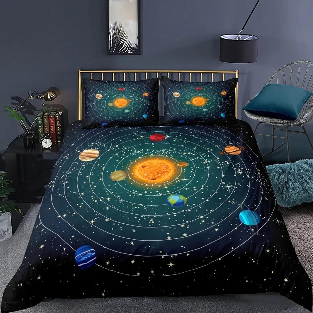 2025 New 3D Print Starry Sky Galaxy Duvet Cover Outer Space Bedding Set Microfiber Cosmos Solar System Planet Comforter Cover