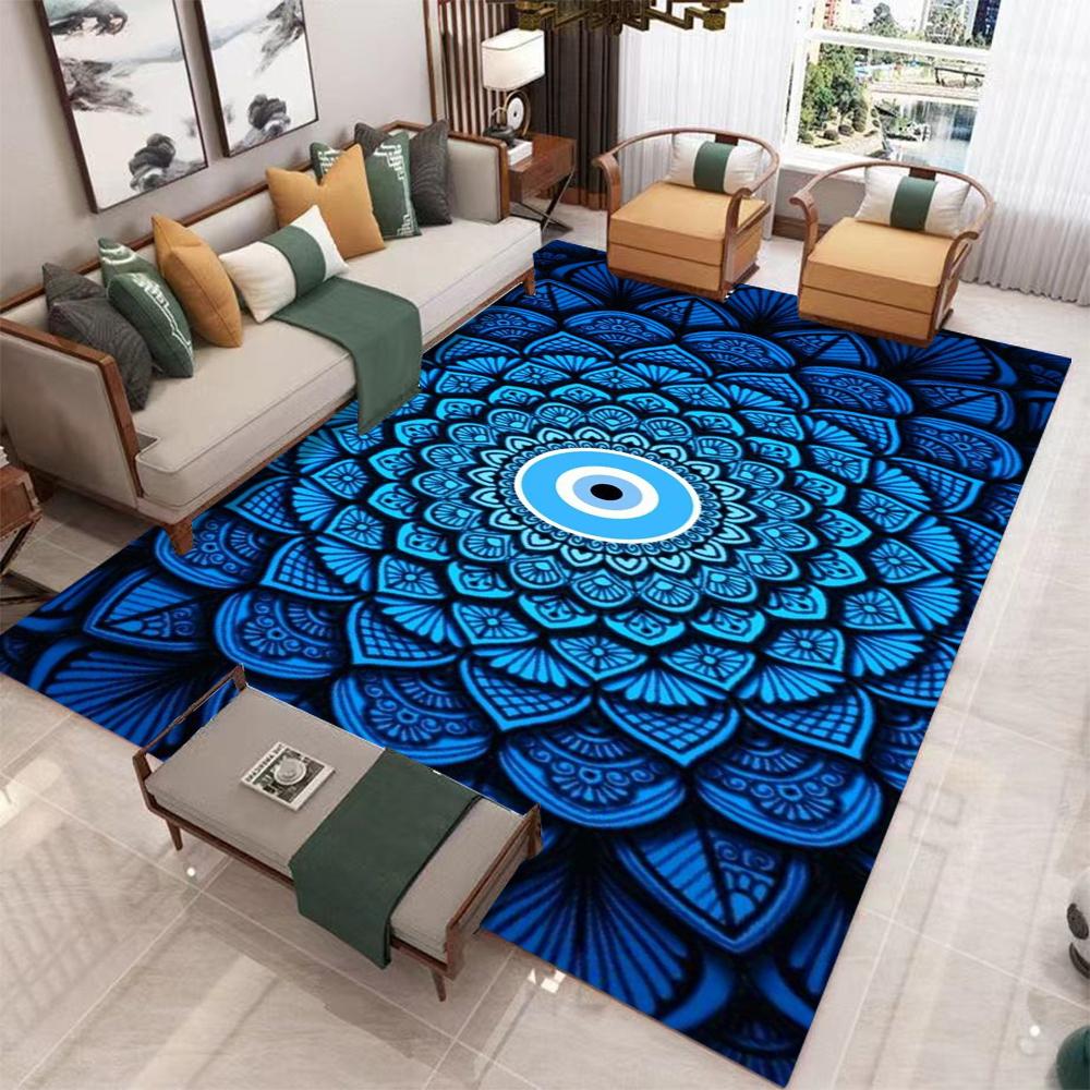 Cosmic Eye Carpet Mat Rug Hamsa Hand Evil Eye Starry Sky Gold Mandala Modern Living Room Home Decor Non-Slip Soft Floor Mat
