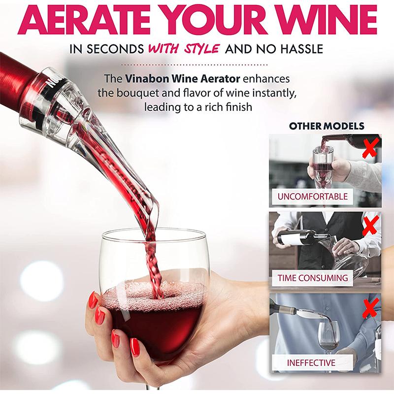 Wine Aerator Pourer Spout 2-in-1 Attaches To Any Wine Bottle for Improved Flavor Red Wine Decanter with Aerator JT73