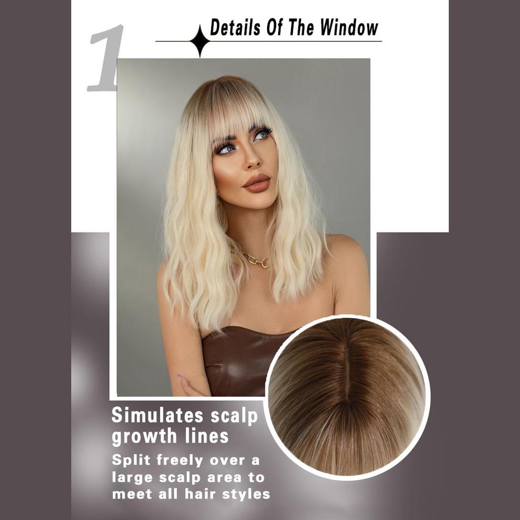 Women's 43cm Wig Simulated Hair Long Curly Hair Platinum Hair Rose Hair Net Full Head Cover Headwear Beauty Decoration Wig