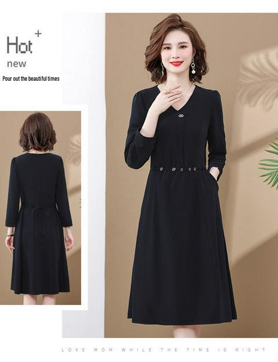 Rochie Elegantă Midi pentru Femei de Vârstă Mijlocie - Croială Slim, Ținută Stilată pentru Banchet de Nuntă de Primăvară/Toamnă