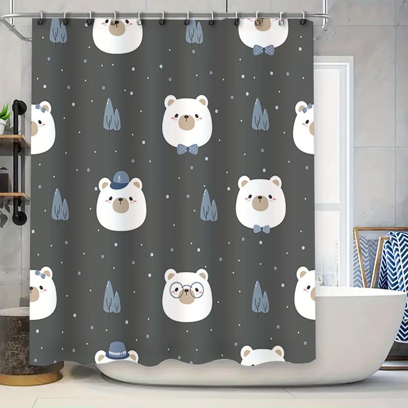 

Bear-Themed Shower Curtain With Trees Pattern For Kids Bathroom Decoration In Solid Colors Buy On W60H190(CM)-1 Pcs