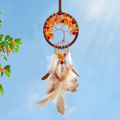 Dream Catcher Hand-woven Wind Chime Garden Outdoor Hanging Ornaments Crystal Stone Car Hanger Birthday Festival Gifts Home Decor
