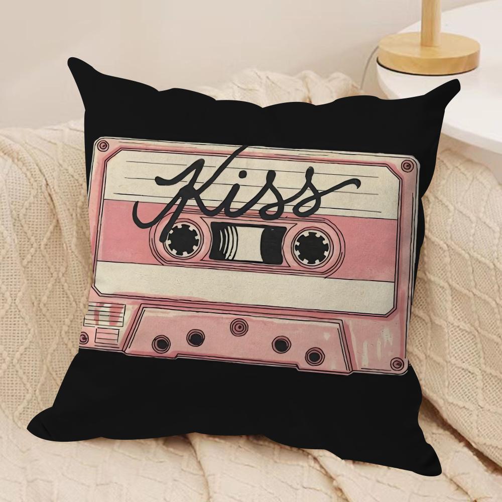 Vintage Cassette Music Tape Cushion Cover Pillowcase Ultra Soft Skin Friendly Fabric Cloud Like Comfort Concealed Zipper