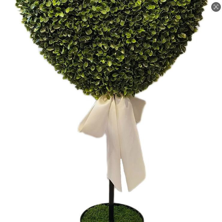 Valentine's Day Artificial Heart-Shaped Trees With Bow,Faux Plant For Valentinesday Garden Porch Decor 75cm Boxwood Potted Plant