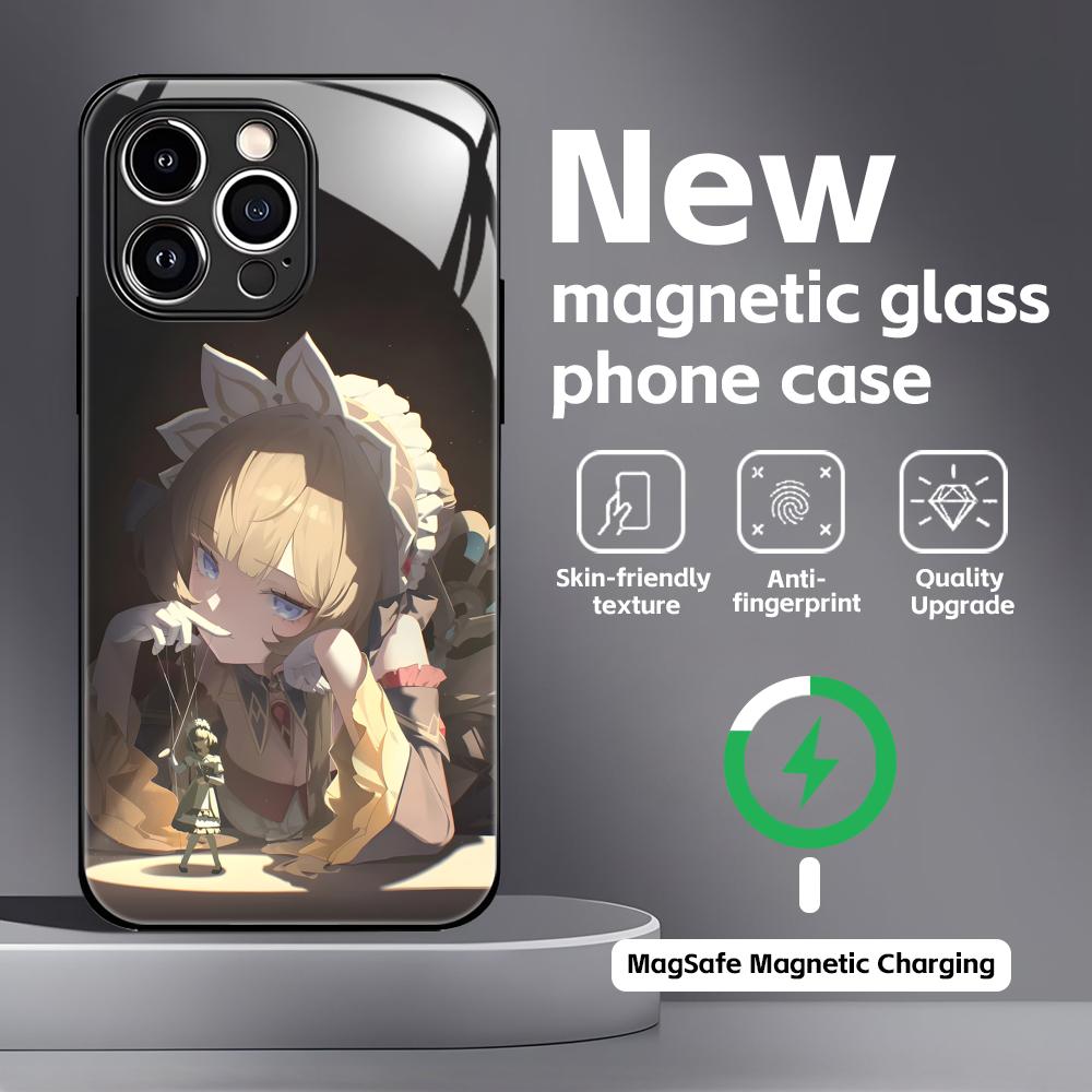 genshin impact Sandrone Phone Case For iPhone17 16 15 14 13 12 11 X XR XS 8 Plus Mini Pro Max Glass Magnetic Case