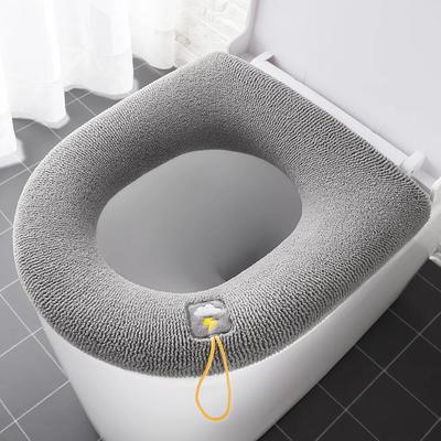 Winterwarmer WC-Sitzbezug, Matte, Badezimmer-WC-Pad, Kissen mit Griff, weich, waschbar, Closestool-Wärmer-Zubehör, O-förmiger WC-Sitz, Bidet-Bezug