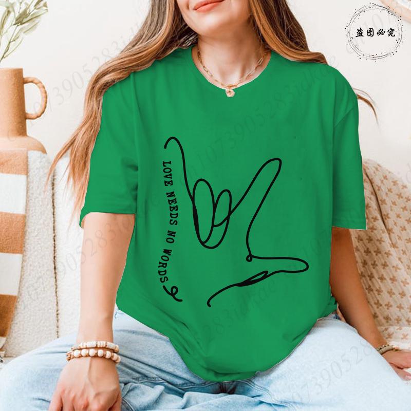 Autism Awareness Women Top Love Needs No Words Puzzle Graphic Tshirts O Neck Short Sleeve Summer Oversized FeUnisex Clothes