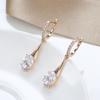 Fashion  Rose Gold Color Long Earrings Oval Natural Zircon Dangle Earrings For Women Luxury Fine Jewelry Christmas Gift