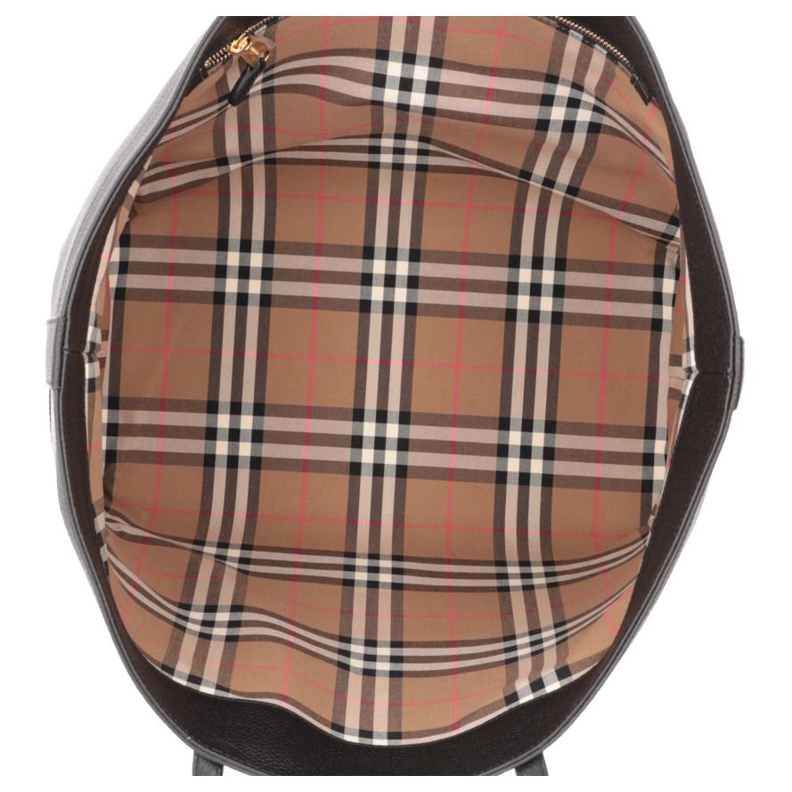 Burberry Letter Logo Open Closure Design Leather Tote Bag Women Tote Bags Black 80840391