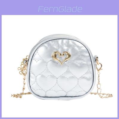 Childrens Mini Pu Chain Bag With Love Heart Decoration For Daily Use