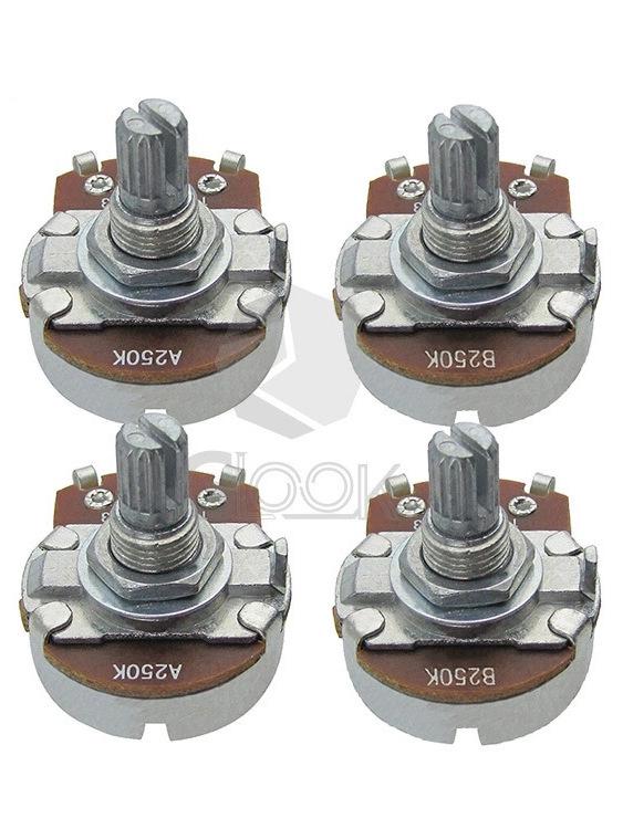 Electric Guitar Bass Tone & Volume Knob: B500K Copper, A500K Aluminum, A250K Shaft Parts