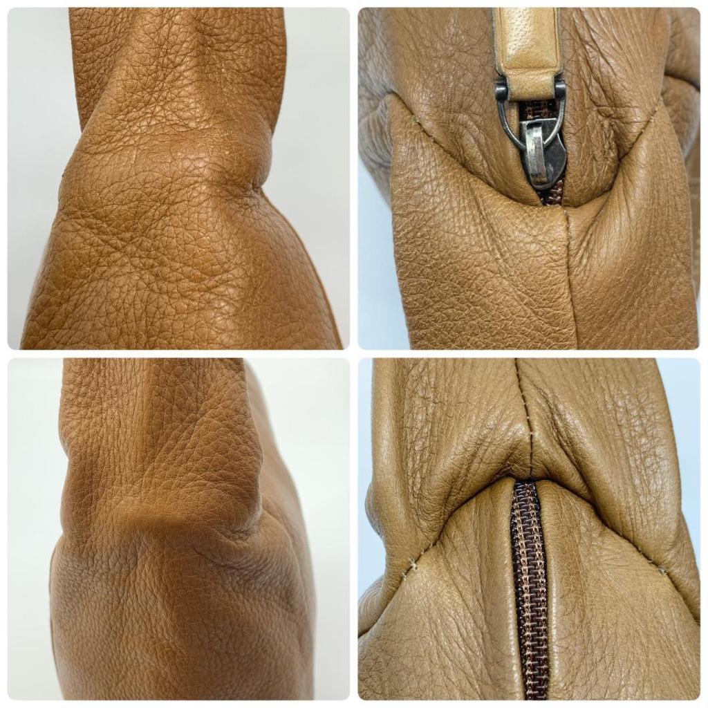 BOTTEGA VENETA Vintage Semi Shoulder Bag Single Strap Nappa Leather Brown Camel A4 Size Compatible