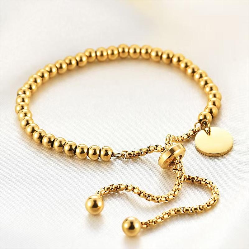 Trendy Metal Round Bead Bracelet Adjustable Minimalist Vintage Bracelet For Women