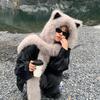 A Soft Polyester Faux Fur Cat Ear Hat with an Integrated Scarf, Suitable for Both Men And Women In Winter, Stylish And Unisex,
