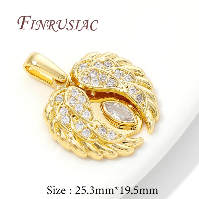 18K Real Gold Plated Charms For Jewelry Necklace Accessories Brass With Zircon Heart Pendants DIY Jewelry Making Supplies