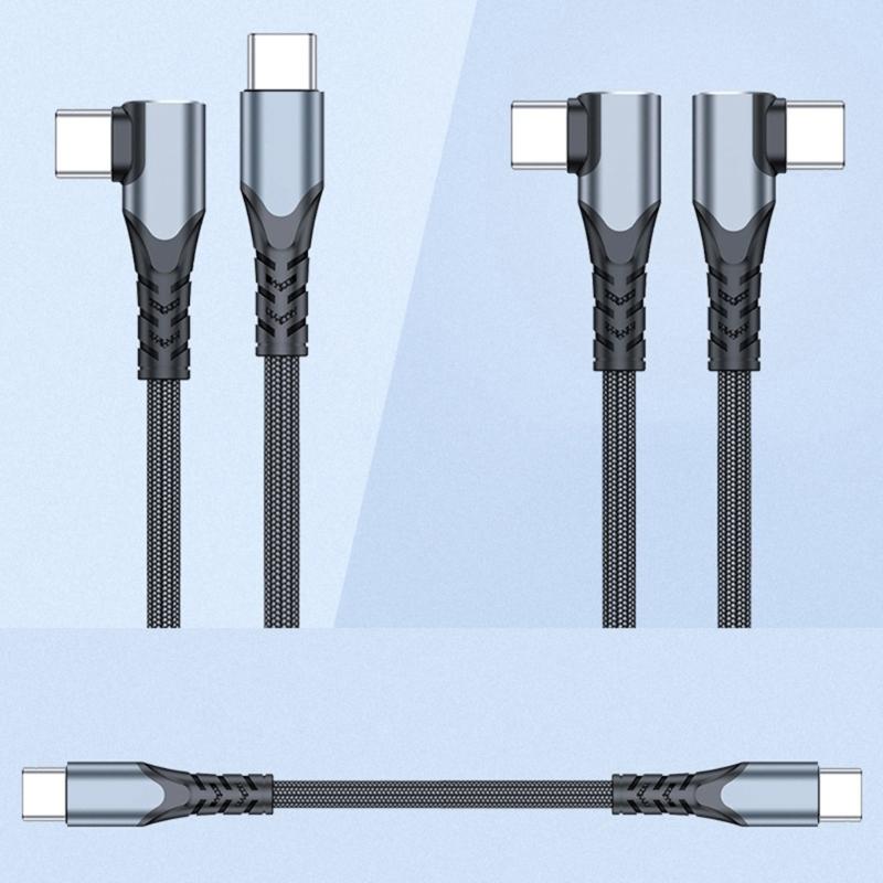 Mobile Phone 90 Degree Quick Charging 100W Fast Charging USB C to USB C Cable Wire Right Angle Data Charging Cable