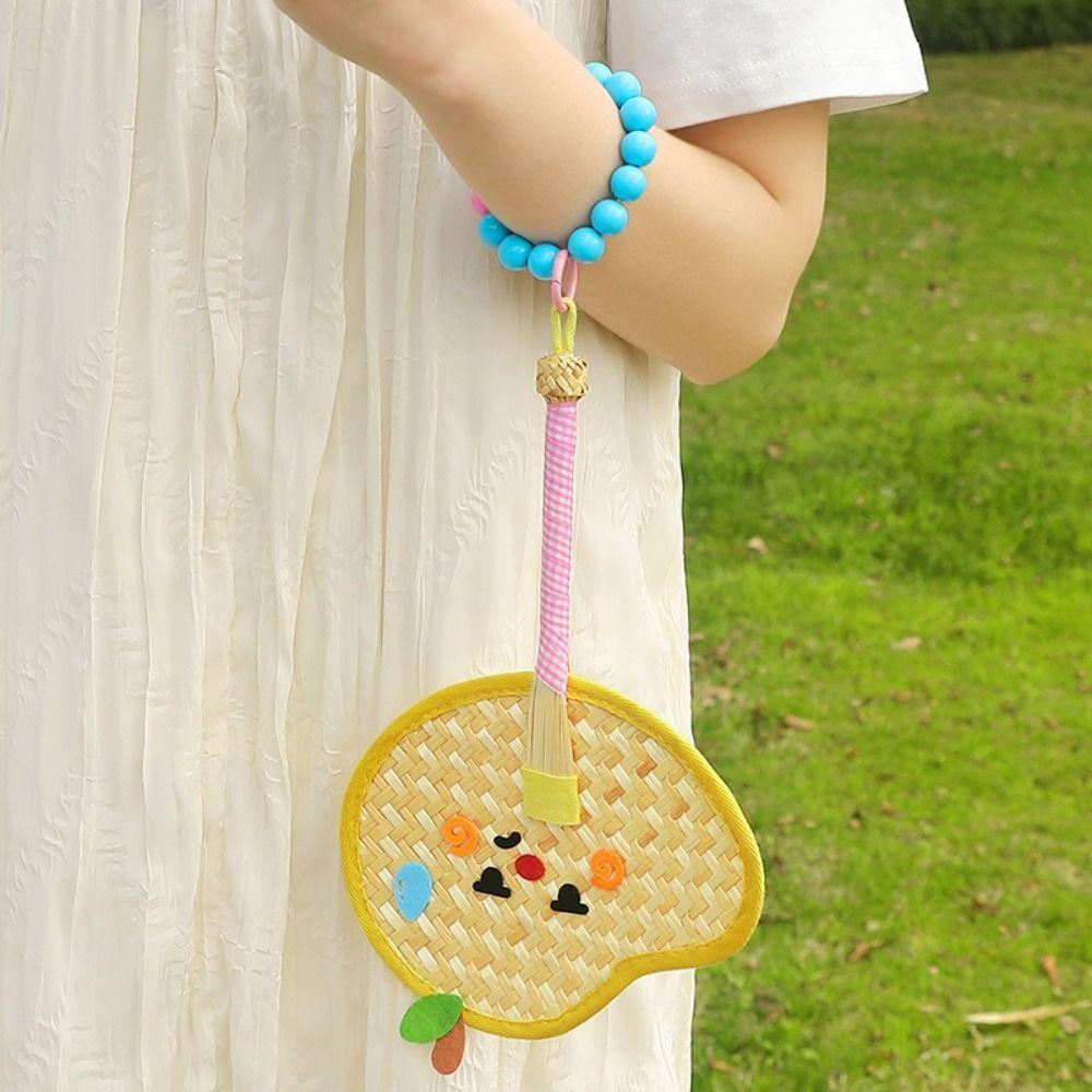 Hand-cranked Pu Fan Bamboo Handheld Fan Portable Bamboo Weaving Fan Home Decor