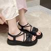 Fashion Women's Summer 2025 Faion Sandals Outdoor Wear Thi Bot Platform Roman Beach Oes Low Cut Slip-On Anti-Slip PU Leather