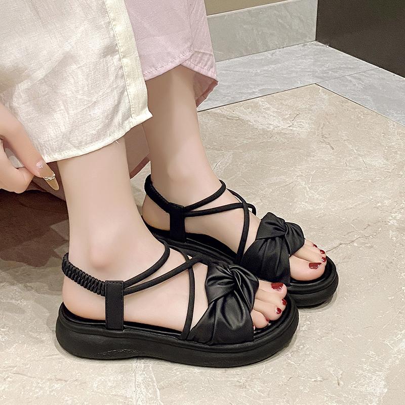 Fashion Women's Summer 2025 Faion Sandals Outdoor Wear Thi Bot Platform Roman Beach Oes Low Cut Slip-On Anti-Slip PU Leather