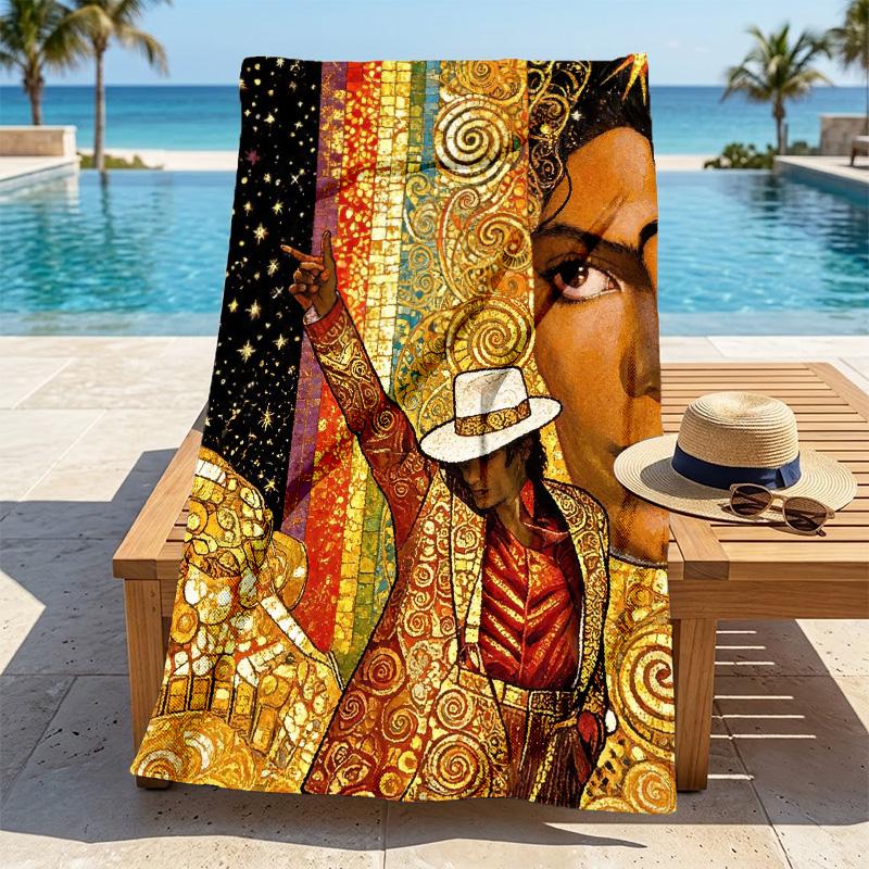 Michael Jackson Stijlvolle Digitale Print Strandlaken Sneldrogende Absorberende Deken Voor Strand Zwembad Sportschool Reizen