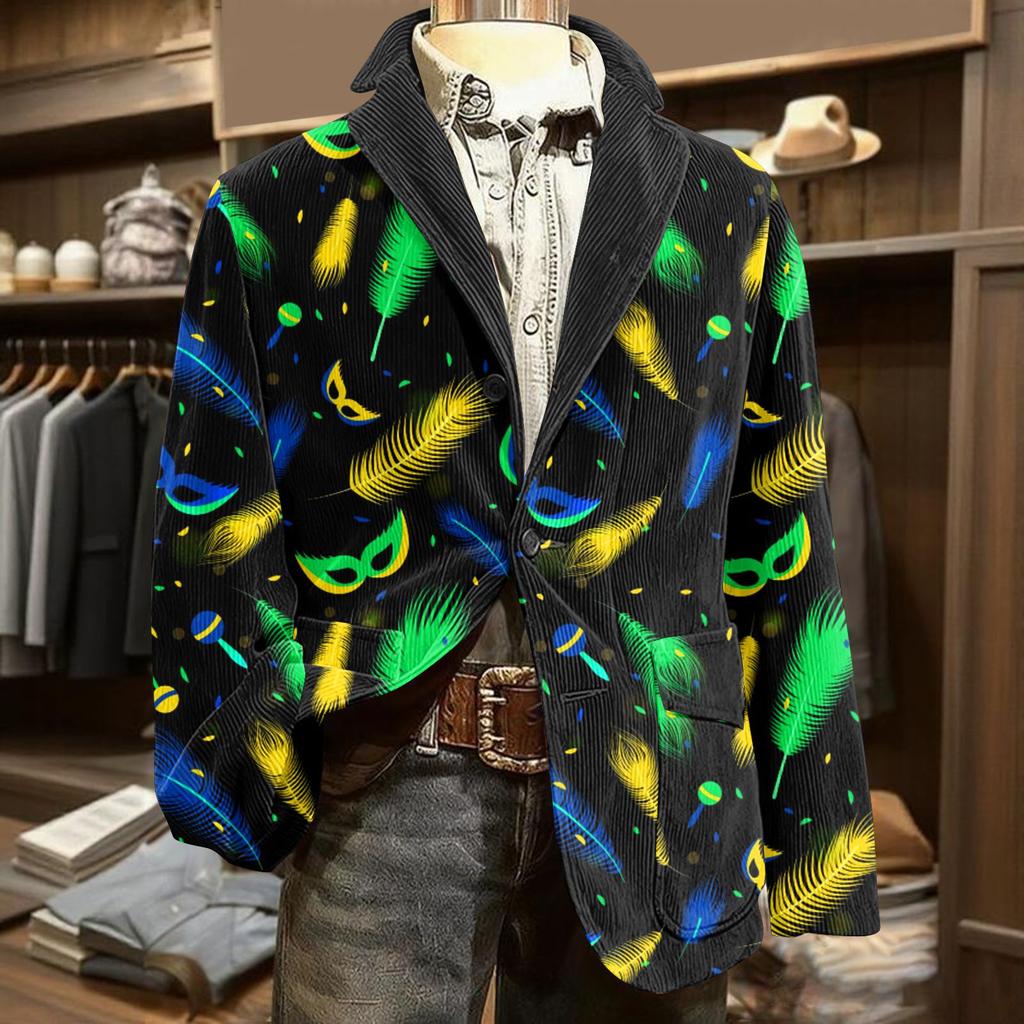 Herren Druck Kord Warm Taschen Anzugjacke Cardigan Herren Freizeitanzug