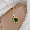Empty Emerald Full Diamond Light Luxury Temperament Gorgeous Full Diamond Necklace Female Versatile Clavicle Chain Titanium Steel